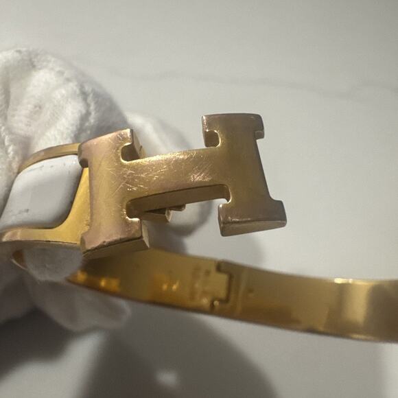 Hermès Clic H Bracelet PM White Enamel – 18k Gold Plated READ - Picture 6 of 16